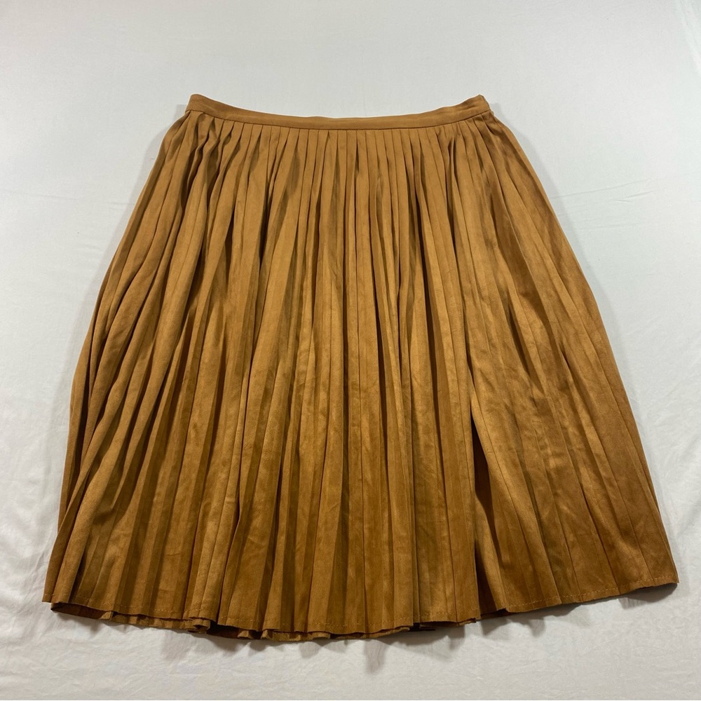 Fashion Union Pleated Suede Skirt Full Suede Faux pleated elastic waist skirt